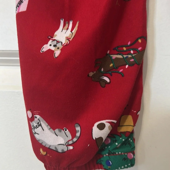 Joyspun Christmas Pajama Pants size medium red Christmas tree dog reindeer PJ’s - Picture 6 of 7